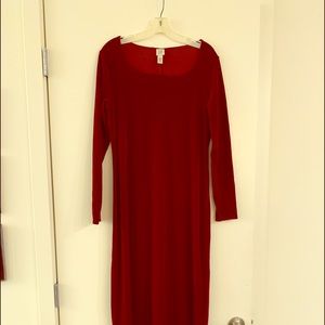 Burgundy velvet fit and flair dress